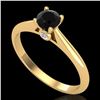 0.4 CTW Fancy Black Diamond Solitaire Engagement Art Deco Ring 18K Yellow Gold - REF-33Y6K - 38180