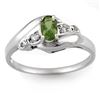 Image 1 : 0.42 CTW Green Tourmaline & Diamond Ring 14K White Gold - REF-25W6F - 10868