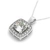 1.5 CTW Cushion Cut VS/SI Diamond Solitaire Halo Necklace 14K White Gold - REF-425M3H - 30078