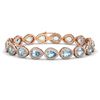 15.74 CTW Aquamarine & Diamond Halo Bracelet 10K Rose Gold - REF-345F5N - 41115