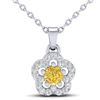 0.33 CTW Citrine & Micro VS/SI Diamond Necklace Moon 10K White Gold - REF-17M3H - 21344