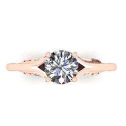 1 CTW Solitaire Certified VS/SI Diamond Ring 14K Rose Gold - REF-278K4W - 38542