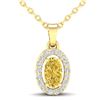 0.65 CTW Citrine & Micro Pave VS/SI Diamond Necklace Halo 18K Yellow Gold - REF-25Y5K - 21318