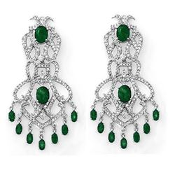 17.30 CTW Emerald & Diamond Earrings 18K White Gold - REF-510W5F - 11844