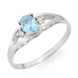 0.53 CTW Blue Topaz & Diamond Ring 10K White Gold - REF-10Y2K - 12496