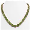 57.3 CTW Peridot & Diamond Halo Necklace 10K Rose Gold - REF-819T6M - 41358