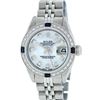 Image 2 : Rolex Ladies Stainless Steel Mother Of Pearl Diamond & Sapphire Datejust Wristwa