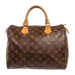 Louis Vuitton Monogram Canvas Leather Speedy 30 cm Bag