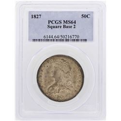 1827 Capped Bust Half Dollar Coin Square Base 2 PCGS MS64