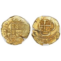 Mexico City, Mexico, cob 2 escudos, 1714J, NGC MS 64, ex-1715 Fleet (designated on label).