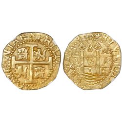 Lima, Peru, cob 8 escudos, 1713/2M, NGC MS 63, ex-1715 Fleet (designated on label).