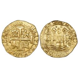 Lima, Peru, cob 8 escudos, 1714/3M, very rare, PCGS MS62, ex-Pullin, ex-1715 Fleet (both designated 