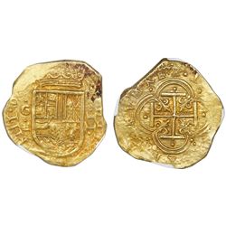 Cartagena, Colombia, cob 2 escudos, Philip IV, assayer E below mintmark C to left (ca. 1630), NGC MS