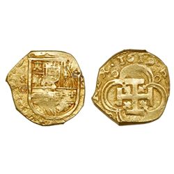 Seville, Spain, cob 2 escudos, 1619G, ex-Atocha (1622).