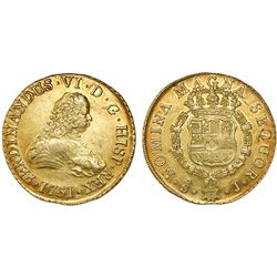 Santiago, Chile, bust 8 escudos, Ferdinand VI, 1751J.