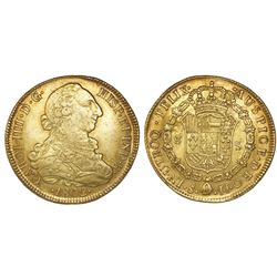 Santiago, Chile, bust 8 escudos, Charles IV (bust of Charles III), 1802JJ.