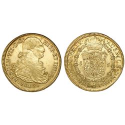 Santiago, Chile, bust 8 escudos, Ferdinand VII (bust of Charles IV), 1817FJ.