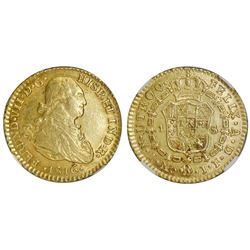Bogota, Colombia, bust 1 escudo, Ferdinand VII (bust of Charles IV), 1816JF, NGC AU 58.