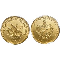 Cuba, 100 pesos, 1981, Discovery of America - Nina, NGC MS 69.