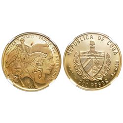 Cuba, 200 pesos, 1993, Bolivar and Marti, NGC PF 65 Ultra Cameo.