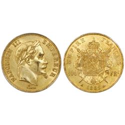 France (Paris mint), 100 francs, 1868-A, Napoleon III, PCGS MS61.