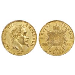 France (Strasbourg mint), 100 francs, 1869-BB, Napoleon III, PCGS MS61.