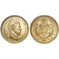 Guatemala, 5 pesos, 1869R, Carrera, NGC MS 61.