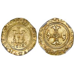 Genoa, Italian States, 2 doppie, 1619DN, NGC AU details / scratches.