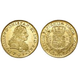 Mexico City, Mexico, bust 8 escudos, Philip V, 1741MF.