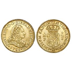 Mexico City, Mexico, bust 2 escudos, Philip V, 1736MF.