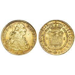 Lima, Peru, bust 8 escudos, Charles IV, 1806JP.