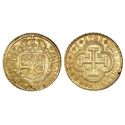 Seville, Spain, milled 8 escudos, Philip V, 1721J.