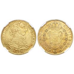 Seville, Spain, bust 4 escudos, Charles III, 1773CF, NGC AU 53.