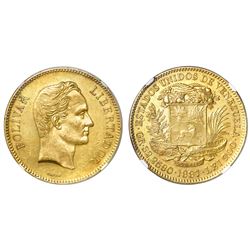 Venezuela, (100 bolivares), 1887, NGC AU 55.