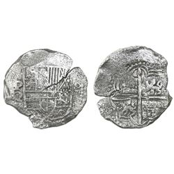 Potosi, Bolivia, cob 8 reales, Philip III, assayer Q, Grade 2, with HRC replacement tag and certific