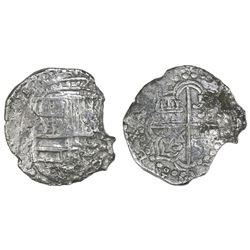 Potosi, Bolivia, cob 8 reales, Philip III, assayer T, Grade 2, with HRC replacement tag and certific