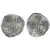 Image 1 : Potosi, Bolivia, cob 8 reales, Philip III, assayer not visible, quadrants of cross transposed, Grade