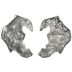 Potosi, Bolivia, cob 8 reales, Philip III, assayer not visible, Grade 5.