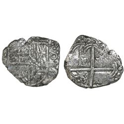 Potosi, Bolivia, cob 4 reales, Philip III, assayer not visible, Grade 2, with HRC replacement tag an