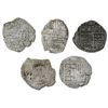 Image 1 : Lot of five Potosi, Bolivia, cob 4 reales, Philip III, assayers not visible, Grade 4, certificates m