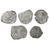 Image 1 : Lot of five Potosi, Bolivia, cob 4 reales, Philip III, assayers not visible, Grade 4, certificates m