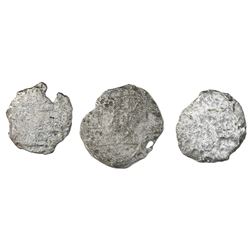 Lot of three Potosi, Bolivia, cob 4 reales, Philip III, assayers not visible, Grade 5.