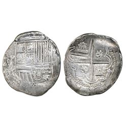 Potosi, Bolivia, cob 2 reales, Philip II, assayer A, Grade 1, ex-Atocha Research Collection.
