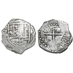 Potosi, Bolivia, cob 2 reales, Philip III, assayer T, Grade-1 quality but Grade 3 in database, certi
