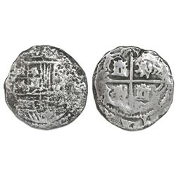 Potosi, Bolivia, cob 2 reales, Philip III, assayer not visible, Grade 1, certificate missing.