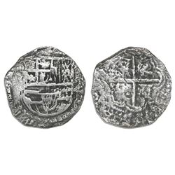 Potosi, Bolivia, cob 2 reales, Philip III, assayer not visible, Grade 2, certificate missing.