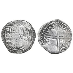 Potosi, Bolivia, cob 2 reales, Philip III, assayer not visible, Grade-1 quality but Grade 3 in datab