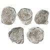 Image 2 : Lot of five Potosi, Bolivia, cob 8 reales, Philip III, various assayers (where visible), Grade 3, ce