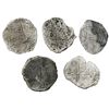 Image 2 : Lot of five Potosi, Bolivia, cob 8 reales, Philip III, various assayers (where visible), Grade 3, ce