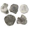 Image 1 : Lot of five Potosi, Bolivia, cob 8 reales, Philip III, assayers not visible, Grade 4, certificates m